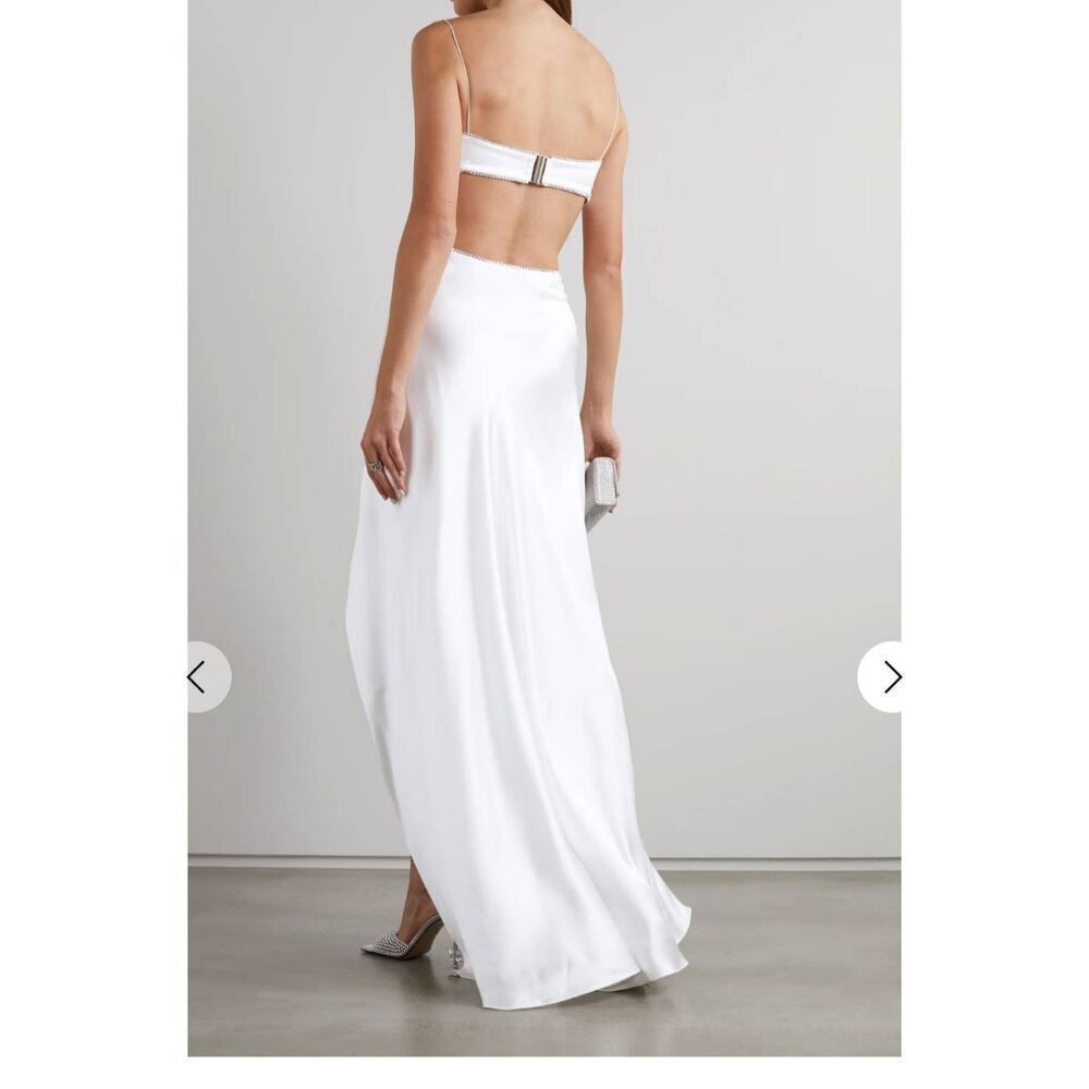 Michael Lo Sordo Symic Cut Out Crystal Embellished Silk Satin Gown Size 10 — image 3 of 8